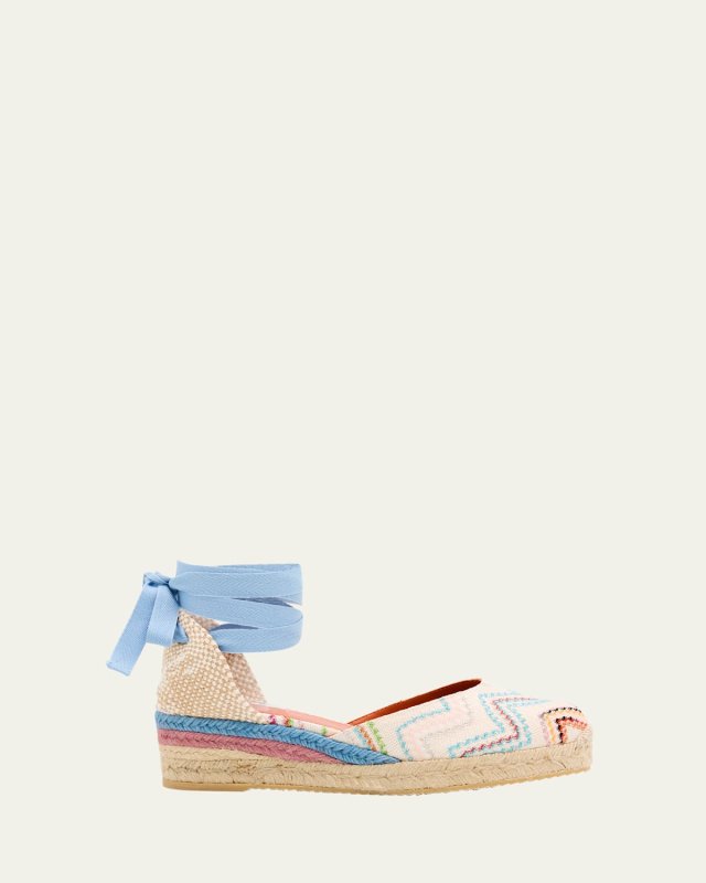 Eva Chevron Multi Ankle-Wrap Espadrilles